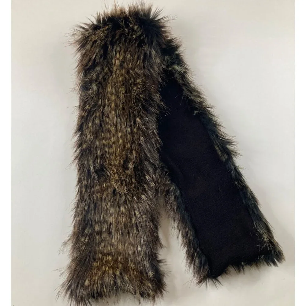 Womens Dillards Faux Fur Mink Scarf Brown Acrylic Polyester 5 x 39